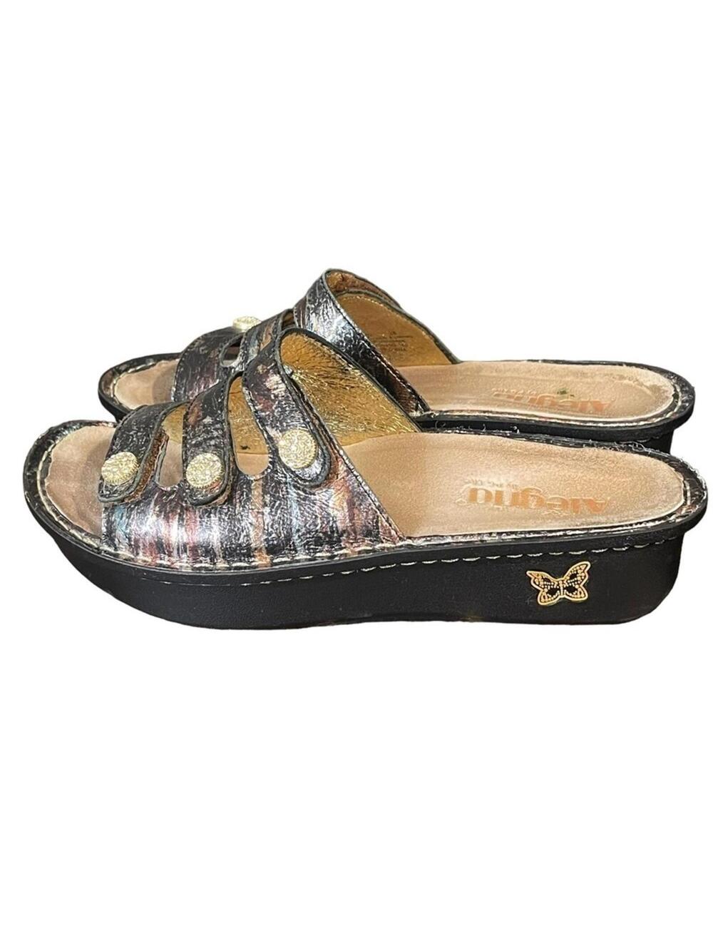 Alegria Fiona Metallic Leather Slide Sandals Women's Size 38 / US 7.5-8 FIO-252 - Picture 10 of 13
